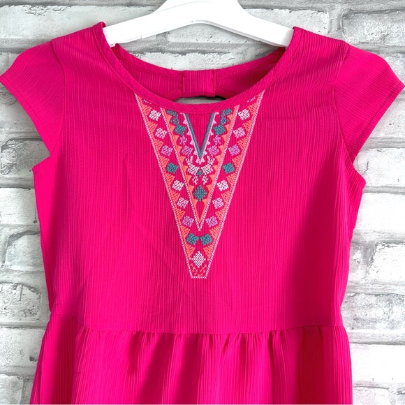 Wonder Nation Girls Pink Cap Sleeves Tiered Dress - Size M (7/8) - Picture 2 of 8